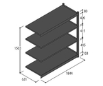 軽量ボルトレス連結タイプRL型 開放型 150kg仕様 連増 W1800×D600×H1500mm ブラック