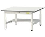 60-3760-61 軽量作業台 耐荷重150kg 高さ調整式 半面棚付 低圧メラミン 