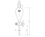 スキーブ形分液ロート　ＰＴＦＥコック　２０００mL　3710-2000
