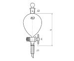 球形摺付分液ロート　ＰＴＦＥコック　５００mL　3718-500-4L