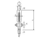 円筒形摺付滴下ロート　ガラスコック　１０００mL　3736-1000-4L