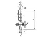 セミ・ミクロ　円筒形摺付滴下ロート　ＰＴＦＥコック　１５mL　3738-15-1M