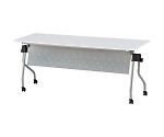 天板跳上式並行スタック会議テーブル（パネル付） 1500×450mm 天板色：ホワイト　NTA-N1545P-W