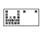 危険物標識　｢類別　品名　最大数量　指定数量の倍数　保安監督者｣　KHY-16R　054016