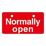 英文字バルブ開閉札　｢Normally　open（赤）｣　V-3　168003