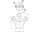 三ツ口フラスコ　50mL　24/40・15/35　3110-050-4L2L