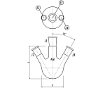 三ツ口フラスコ　100mL　24/40・15/35　3110-100-4L2L
