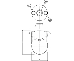 三ツ口フラスコ　側管垂直タイプ　200mL　24/40・19/38　3118-200-4L3L