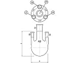 四ツ口フラスコ　側管垂直タイプ　100mL　24/40・15/25　3120-100-4L1L