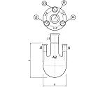 四ツ口フラスコ　側管垂直タイプ　100mL　24/40・15/35　3120-100-4L2L