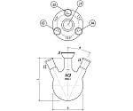 四ツ口蒸留フラスコ　5000mL　50/30・24/40　3192-5-J4L