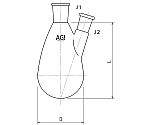 セミ・ミクロ二ツ口ナスフラスコ　50mL　19/22・15/20　3210-050-3M1M