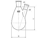 セミ・ミクロ二ツ口ナスフラスコ　100mL　19/22・15/20　3210-100-3M1M