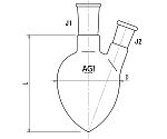 ニッ口梨フラスコ　50mL　15/25・15/25　3232-050-1L1L