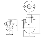 リム付三ツ口丸底フラスコ　50mL　3316-50
