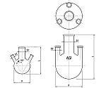 リム付四ツ口丸底フラスコ　2000mL　3318-2000