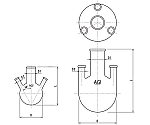 リム付四ツ口丸底フラスコ　3000mL　3318-3000