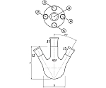 五ツ口フラスコ　100mL　29/42・19/38　3114-100-5L3L