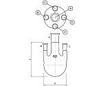 五ツ口フラスコ　側管垂直タイプ　100mL　24/40・15/25　3122-100-4L1L