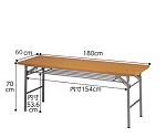 折りたたみテーブル W180cm 棚付き チーク D60cm 入数1台　61-339-1-2