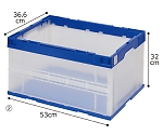 折りたたみコンテナ（透明）ブルー エコタイプ 50リットル 1セット（5個入）　61-364-3-2