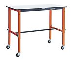 軽荷重作業台高さ調節式（80kg）TFAEM型 1200X600XH716～1016 φ75キャスター付 オレンジ色　TFAEM-1260C75