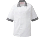 兼用コックシャツ五分袖　ブラックxホワイト　SS　424-25 SS