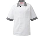 兼用コックシャツ五分袖　ブラックxホワイト　LL　424-25 LL