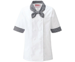 レディスコックシャツ　ホワイトxギンガム　L　630-25 L