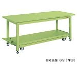 中量作業台 KVタイプ・ペダル昇降移動式 (ステンレスカブセ天板仕様) W1200×D750×H740mm グリーン　KV127PCFSU4