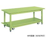 中量作業台 KVタイプ・ペダル昇降移動式 (ステンレスカブセ天板仕様) W1500×D750×H740mm グリーン　KV157PCFSU4