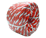アクリル紅白ロープ 12mmφ×50m 丸巻きパック　RED/WH 12-50