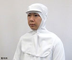 ストレッチポプリン　ツバ付きフード（白）　長髪用　Lサイズ　SP462-1