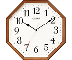 電波 壁掛け時計（アナログ表示） 連続秒針 木枠 ブラウン 283×283×51.6mm　8MY531-006
