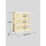 ラークラック　パネル付　150kg/段　連結　高さ1500mm　4段タイプ　W1800×D450×H1500mm　PRLW-9724R