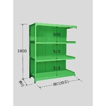ラークラック　パネル付　150kg/段　連結　高さ1800mm　4段タイプ　W900×D300×H1800mm　PRLG-1114R