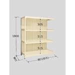 ラークラック　パネル付　150kg/段　連結　高さ1800mm　4段タイプ　W900×D450×H1800mm　PRLW-1124R