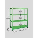 中軽量棚ML型　250kg/段　単体　高さ1800mm　4段タイプ　W900×D450×H1800mm　ML-1124