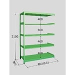 中軽量棚ML型　250kg/段　連結　高さ2100mm　5段タイプ　W1500×D900×H2100mm　ML-2565R