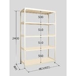 中軽量棚MLW型　250kg/段　単体　高さ2400mm　5段タイプ　W900×D600×H2400mm　MLW3145