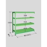中量棚B型　500kg/段　連結　高さ1500mm　4段タイプ　W1500×D600×H1500mm　B-9544R