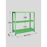 中量棚B型　500kg/段　単体　高さ1500mm　3段タイプ　W1500×D900×H1500mm　B-9563