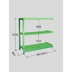 中量棚B型　500kg/段　連結　高さ1500mm　3段タイプ　W1800×D450×H1500mm　B-9723R