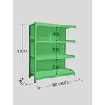 中量棚PB型パネル付　500kg/段　連結　高さ1800mm　4段タイプ　W1800×D900×H1800mm　PBG-1764R