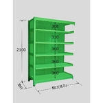 中量棚PB型パネル付　500kg/段　連結　高さ2100mm　6段タイプ　W900×D750×H2100mm　PBG-2156R