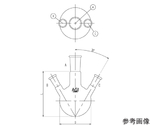 三ツ口フラスコ　2,000mL　34/45・19/38　3110-2-6L3L