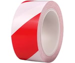 厚手PVCラインテープ　幅50mm×22m　厚0.2mm　はく離紙なし　樹脂芯　赤/白トラ柄　J2352-R/W