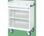 キャビネットワゴン（棚板付）　W700×D480×H1025mm　44kg　（本体・引出）パールホワイト　CV-101TW