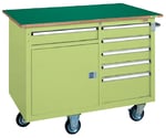 キャビネットワゴン（天板付）　W1200×D750×H890mm　120kg　サカエグリーン　Q-21BTE