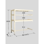 中量ボトムフリーラック（300Kg/段・連結・3段タイプ）　1500mm×750mm×1800mm　アイボリー　BFW1815J03R